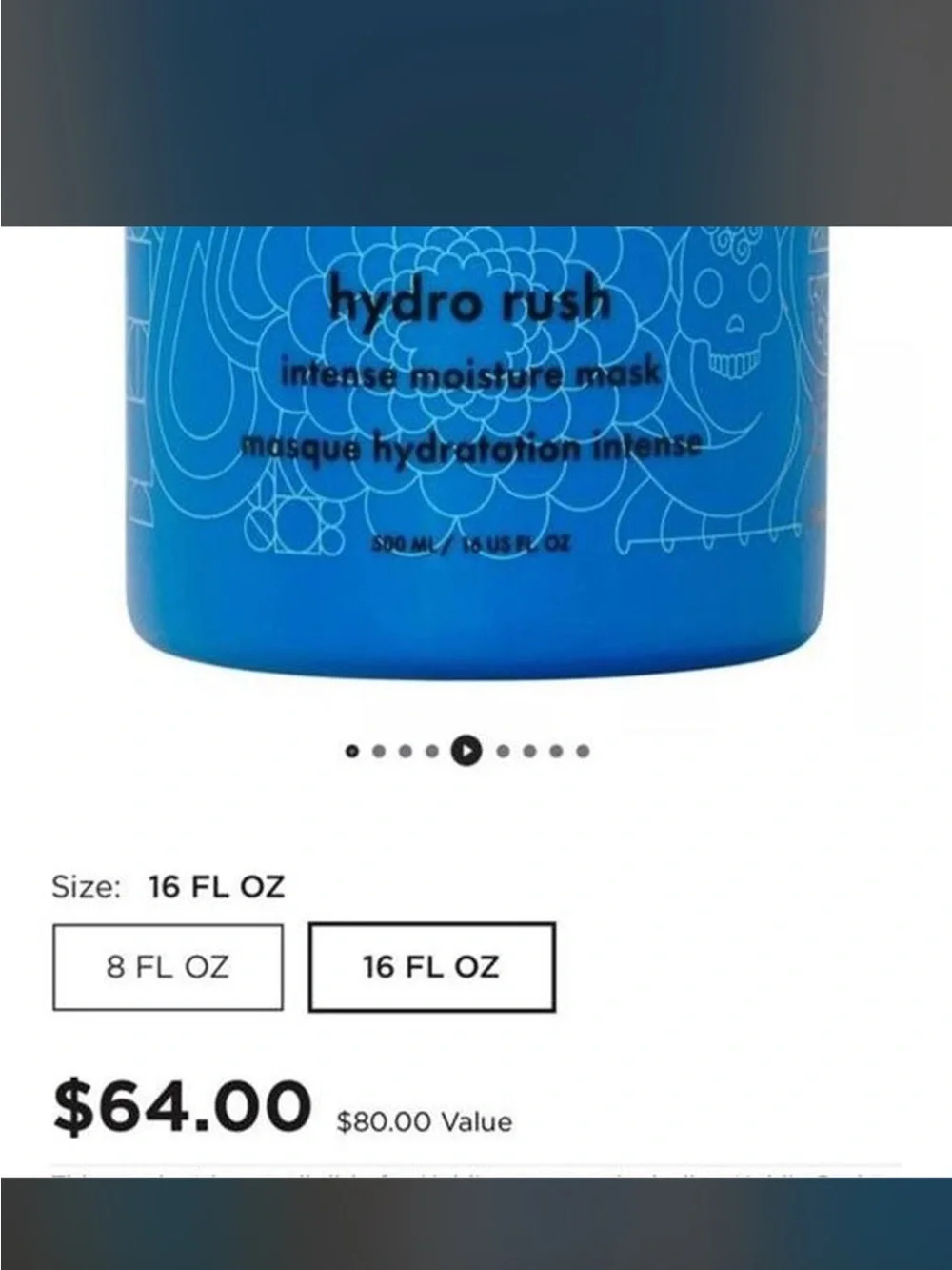 New Amika Hydro Rush Intense Moisture Mask. 16fl oz.